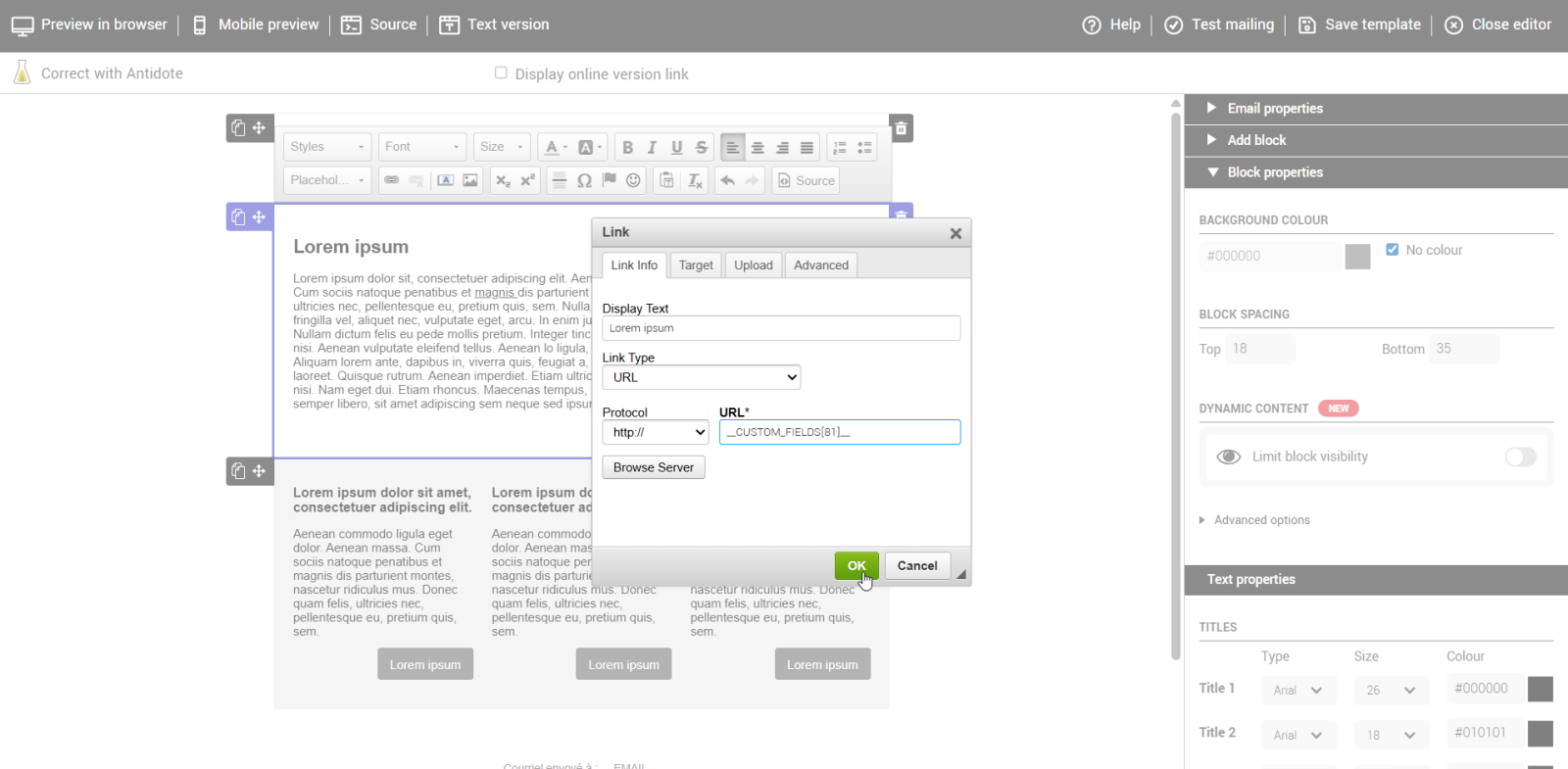 Placeholder URL link