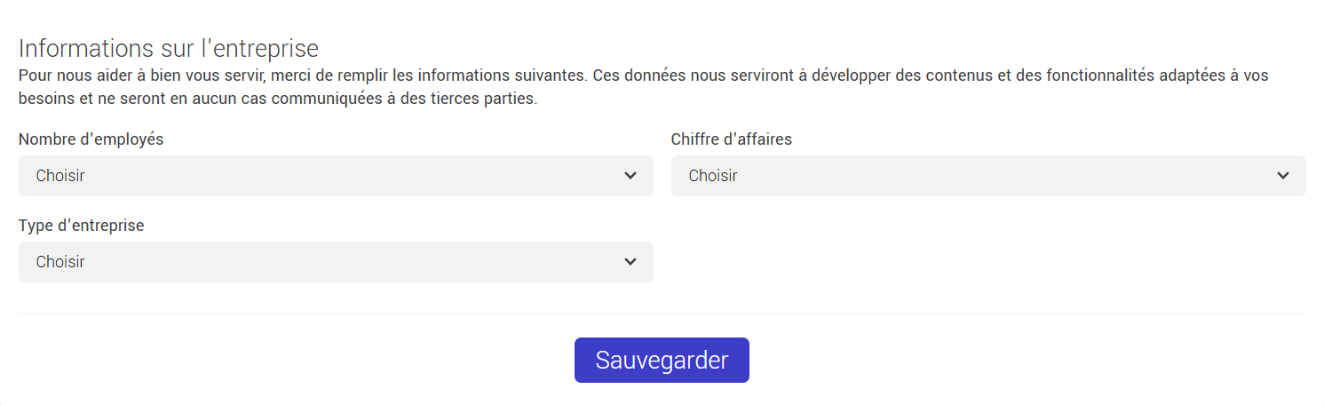 Ajout d'information sur l'entreprise